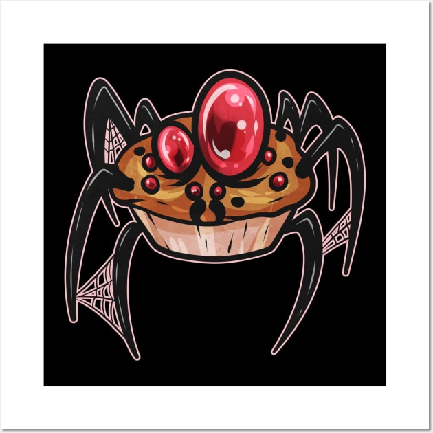 Muffin Spider with Spiderweb Scary eyes costume Halloween Wall Art by SinBle